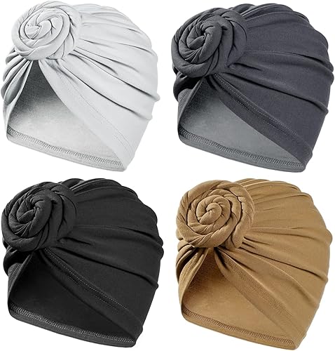 Sombreros turbantes elásticos para mujer, con nudo africano, suave y preatado, para mujeres negras