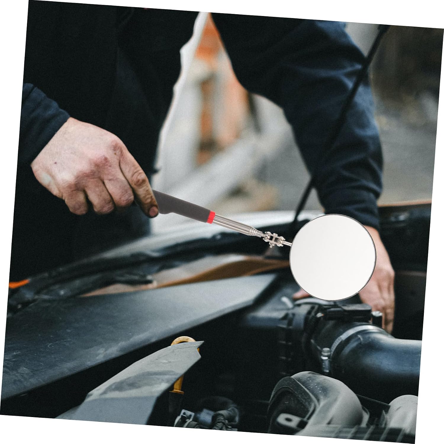 Telescoping Mechanic Inspection Mirror Extendable Mirror for Vehicle Inspection Construction Lens Essential Tool for Mechanics and DIY