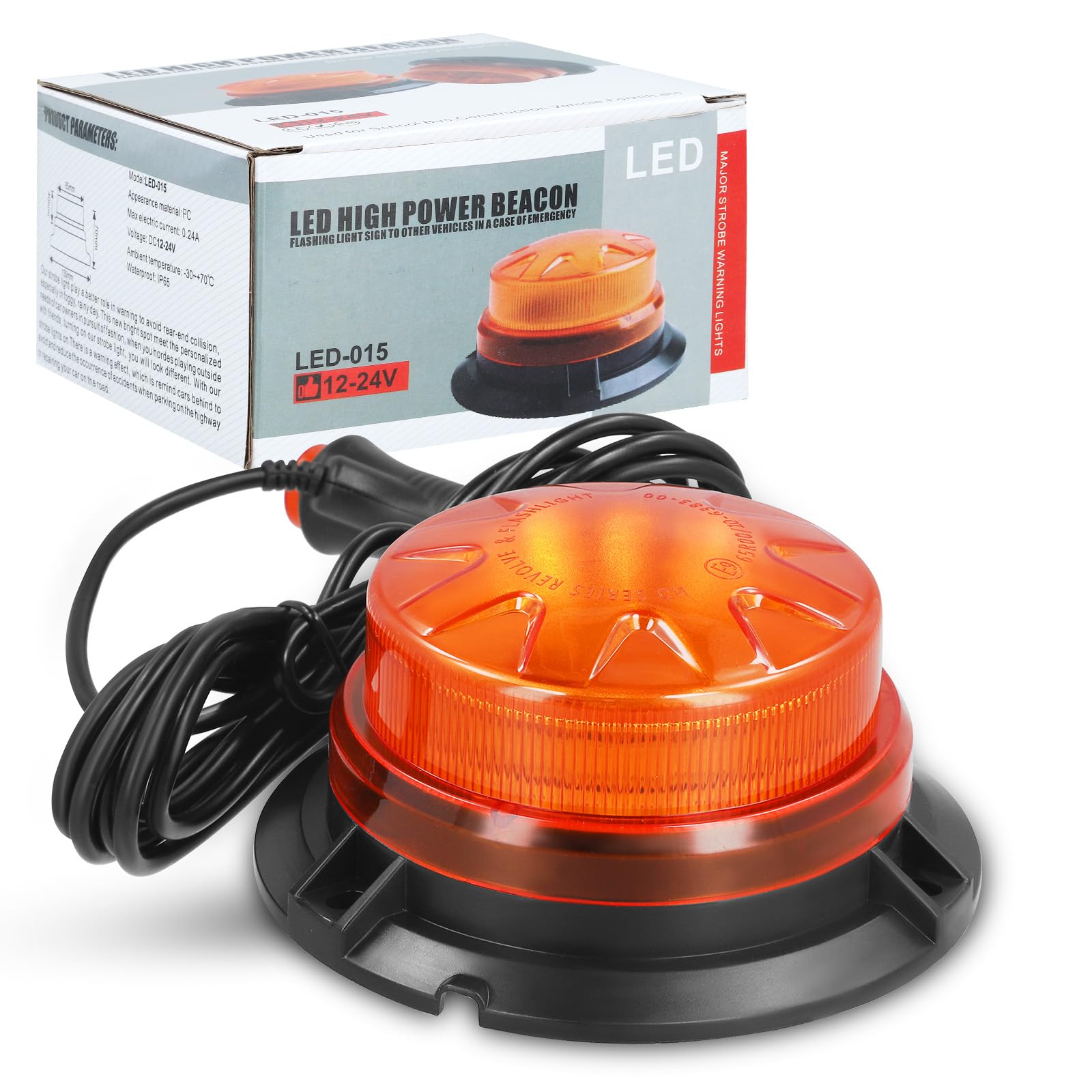 Gyrophare Led Magnetique Orange LED, 12V-24V Jaune LED Avertissement Lumière Stroboscopique d'Urgence pour Chariot Élévateur de Véhicule Tracteur de Golf UTV Car Bus
