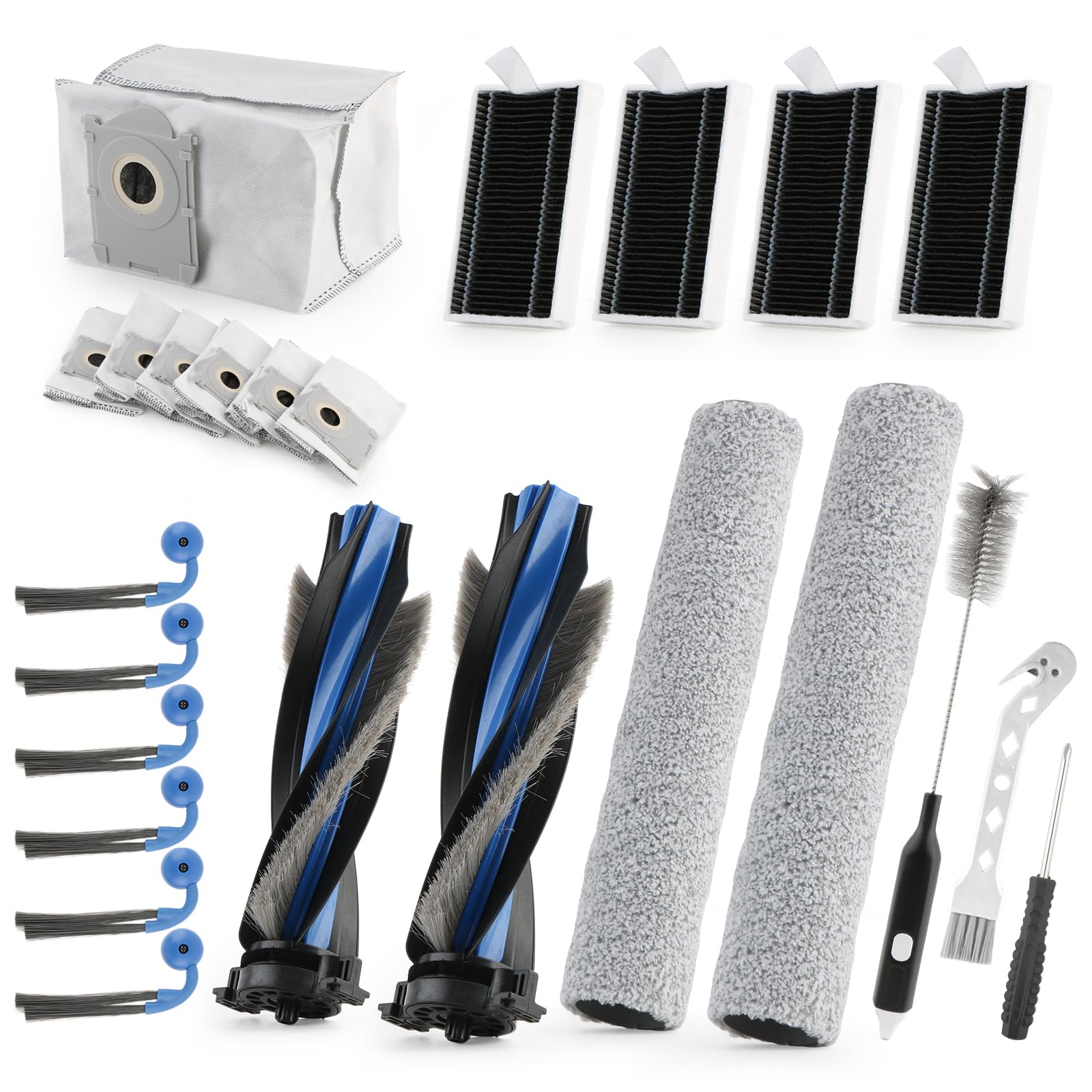 20 per Ecovacs Deebot T90 PRO Omni/T90 Omni/X12 PRO Omni Kit di Accessori Robot Aspirapolvere Accessori Con 2 Spazzole Principali，2 Rulli per Spazzole,6 Spazzole Laterali, 4 Filtri, 6 Sacchetti