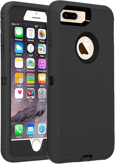 smartelf Case for iPhone 7 Plus/8 Plus Heavy Duty Shockproof Protective Cover Hard Shell for Apple iPhone 7+/8+ 5.5 inch-Black