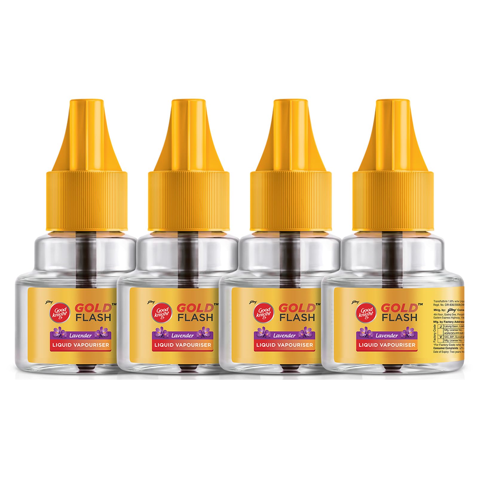 Gold Flash Liquid Vapourizer | Mosquito Repellent Refill | Lavender Fragrance | Pack of 48 (45ml each)