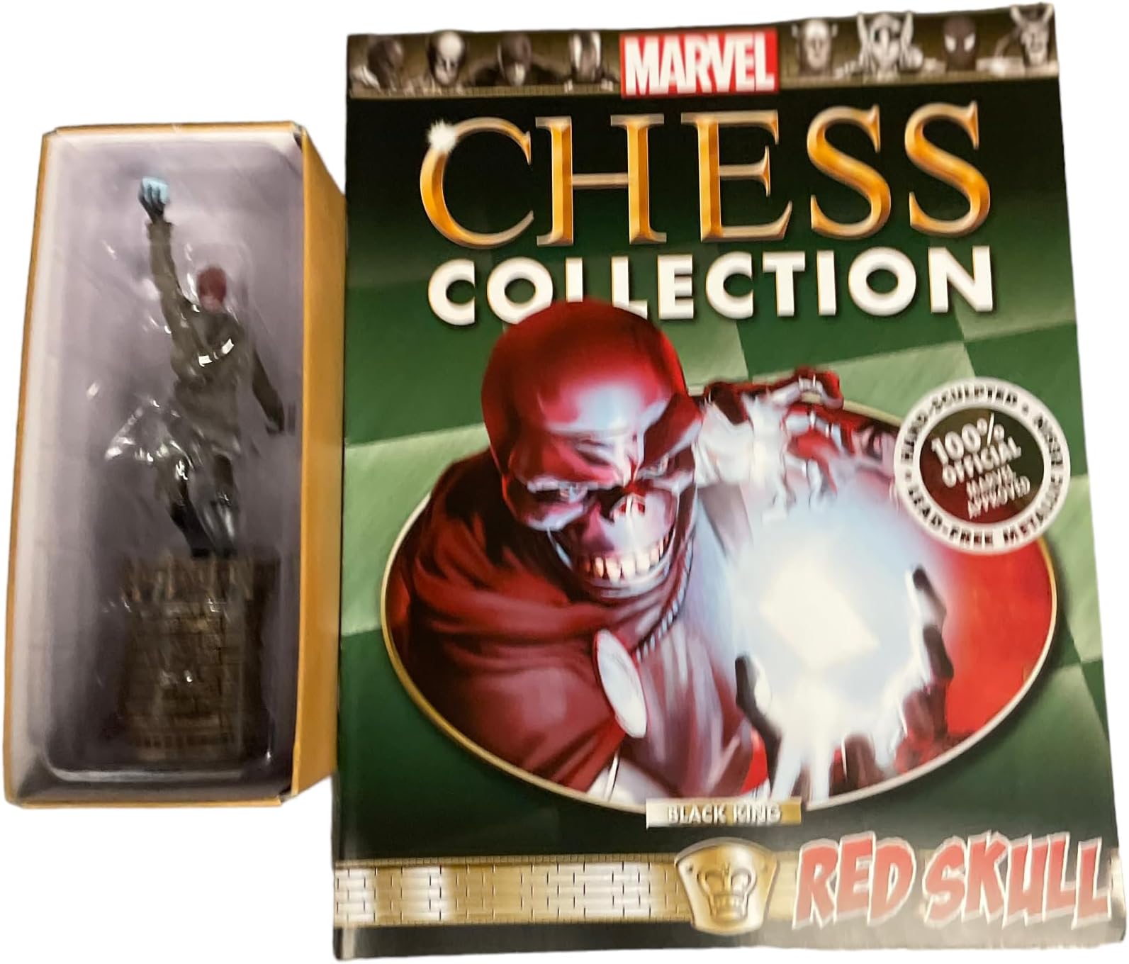 Eaglemoss Marvel Chess Collection Red Skull Hand-Sculpted Lead-Free Metallic Resin King Piece with Backstory and Storyline Recap Magazine