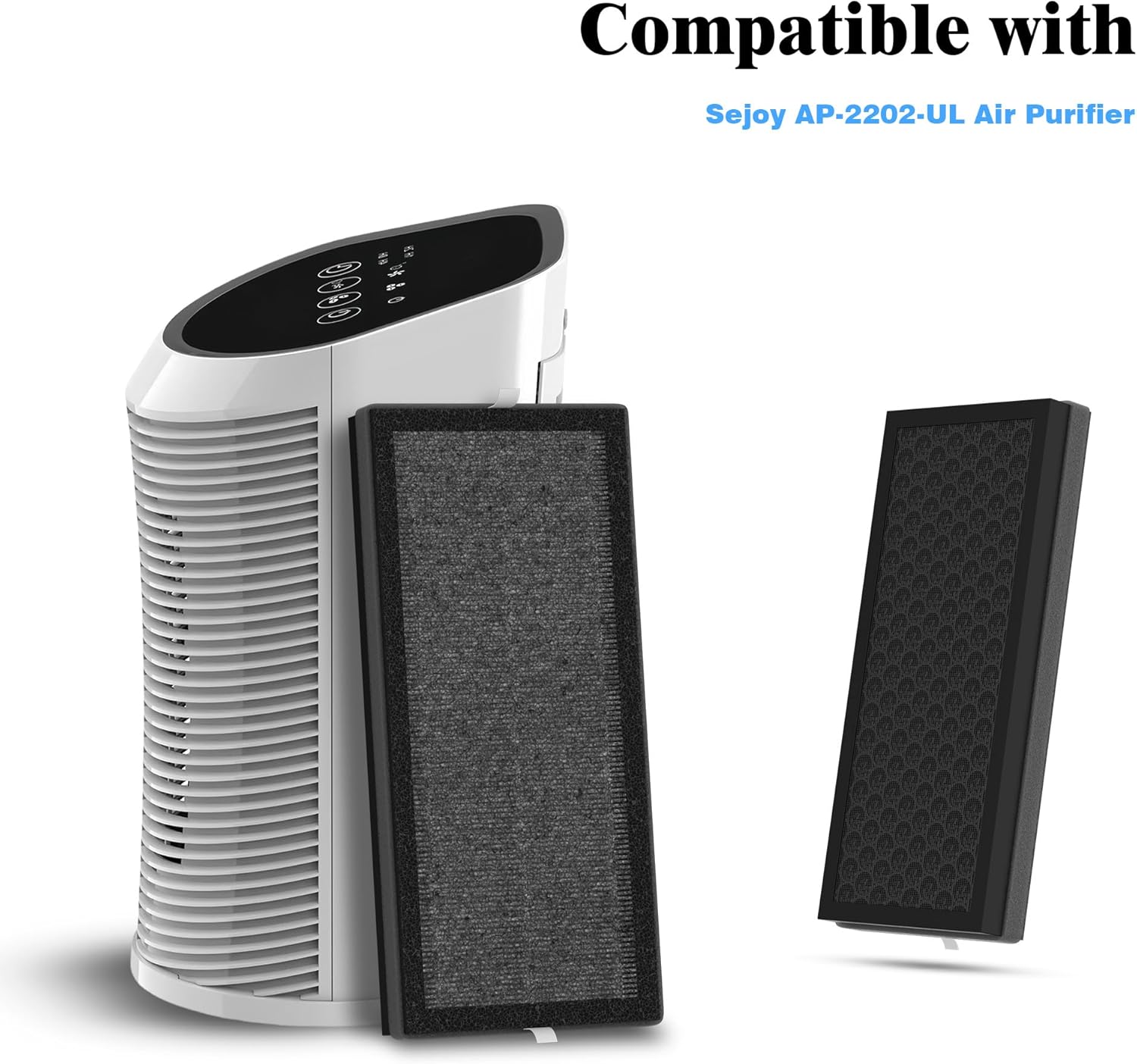 2 Packs Replacement Filter Compatible with Sejoy AP-2202-UL Air Cleaner Purifier, 3-in-1 filter of Main Filter, Activated Carbon Filter and Pre-filter