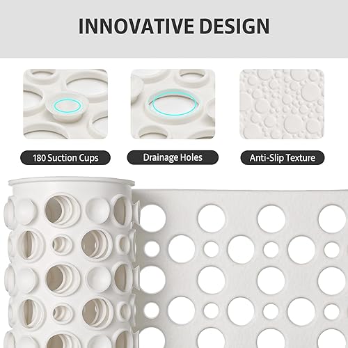 Miniatura 3 de XIYUNTE Alfombra de ducha antideslizante mejorada de 35 x 16 pulgadas, color blanco