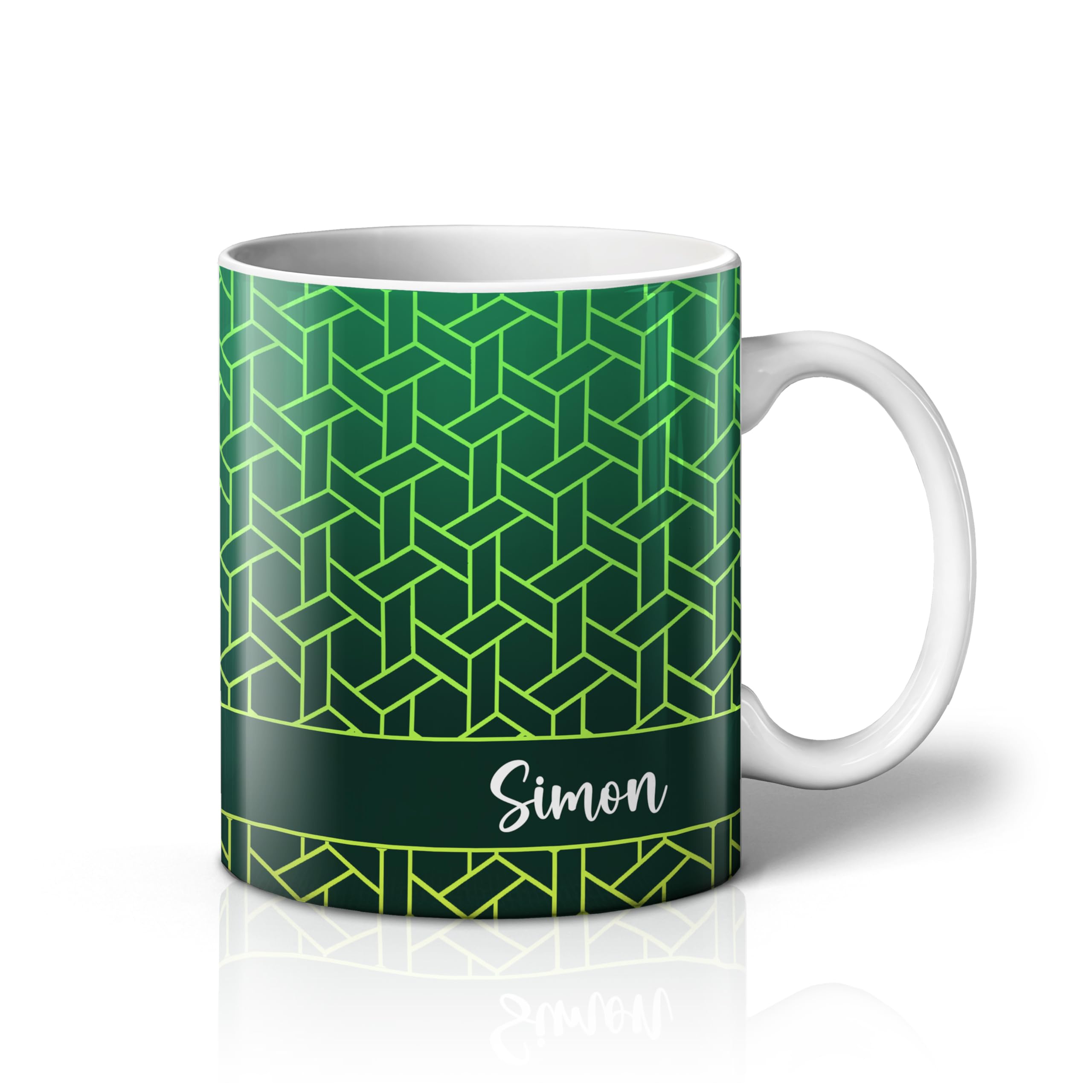 iCaseDesigner Personalised Colourful Pattern Mug with Any Name – Custom Coffee Mug – 11 Oz Tea Cup – Unique Customised Gift for Men, Women, Work, Birthdays and Anniversaries - 7. Emerald Cubes