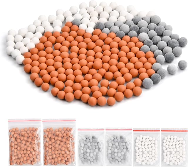 Xzeemo 6 Packs Replacement Negative Ion Mineral Balls for Hard Water Filteration, Shower Head Filter Beads Refill for Soften Hard Water, Ionic Showerhead Filter Beads for Remove Chlorine, 100g