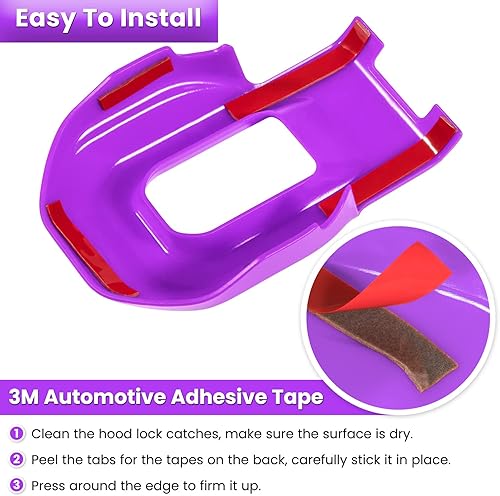 Miniatura 5 de Cubierta de soportes de cierre de capó para Jeep Wrangler JL JLU Unlimited Sports Freedom Sahara Rubicon Gladiator JT 2018-2024 (morado 2 piezas)