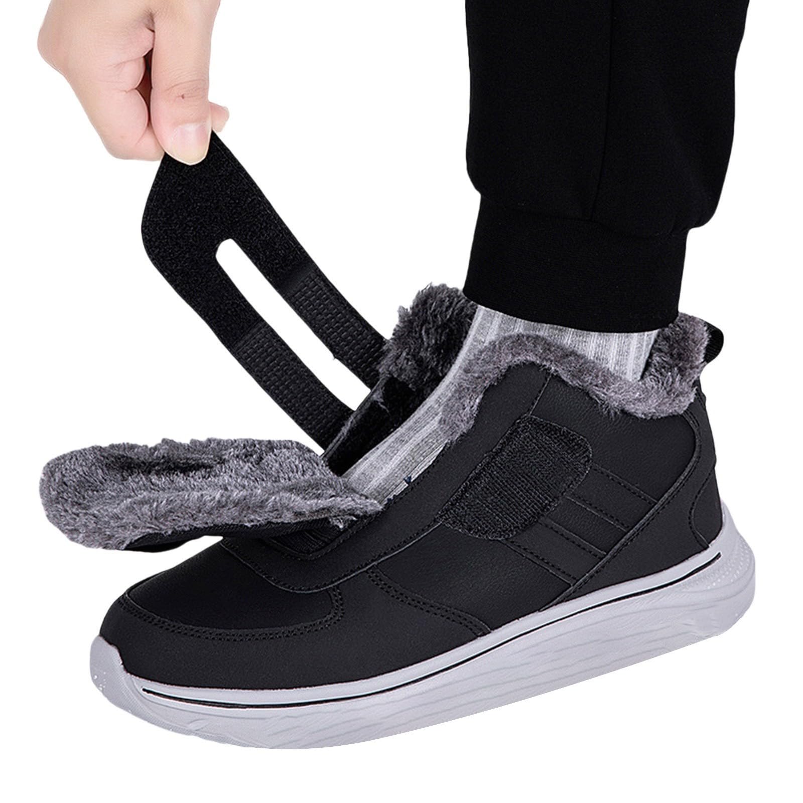 Winterstiefel Herren Leder Gefüttert Winter Laufschuhe Joggingschuhe