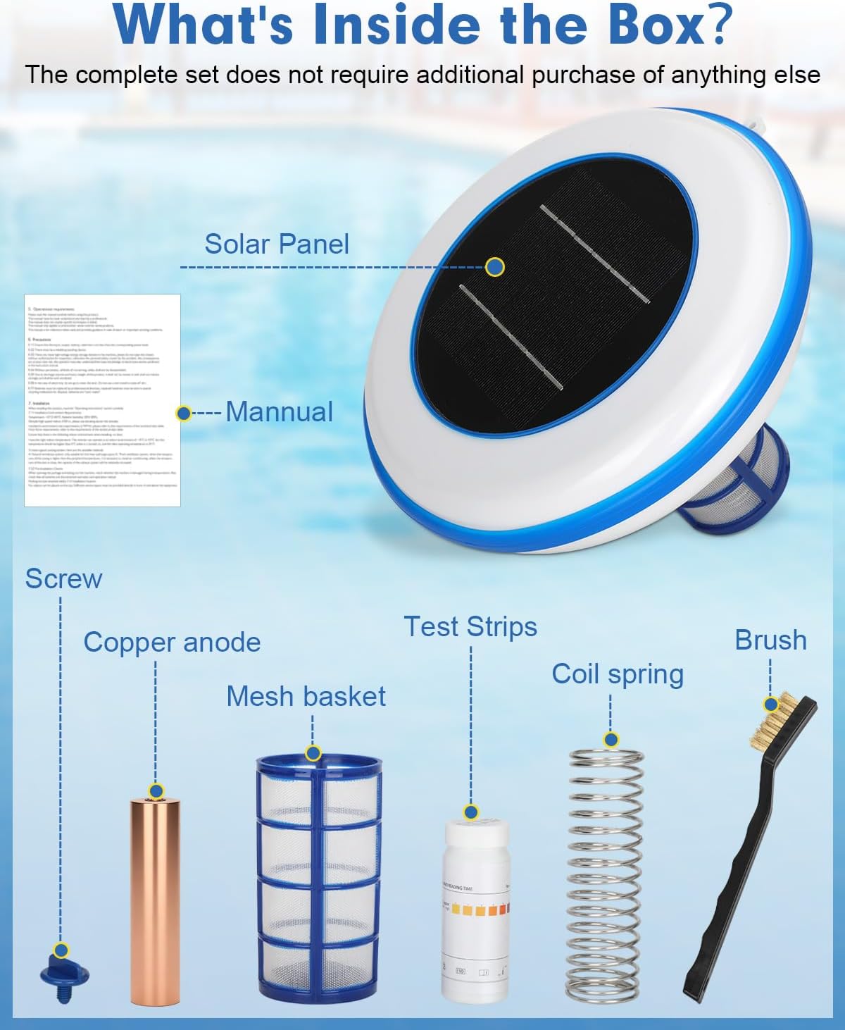 Spa Water Tool, Pool Accessories, Thickened 4.13 x 0.98 Inch Copper Anode, Up to 45, 000 Gallons Pool, Easy to Install, Ideal for Above Ground and In-Ground Pools
