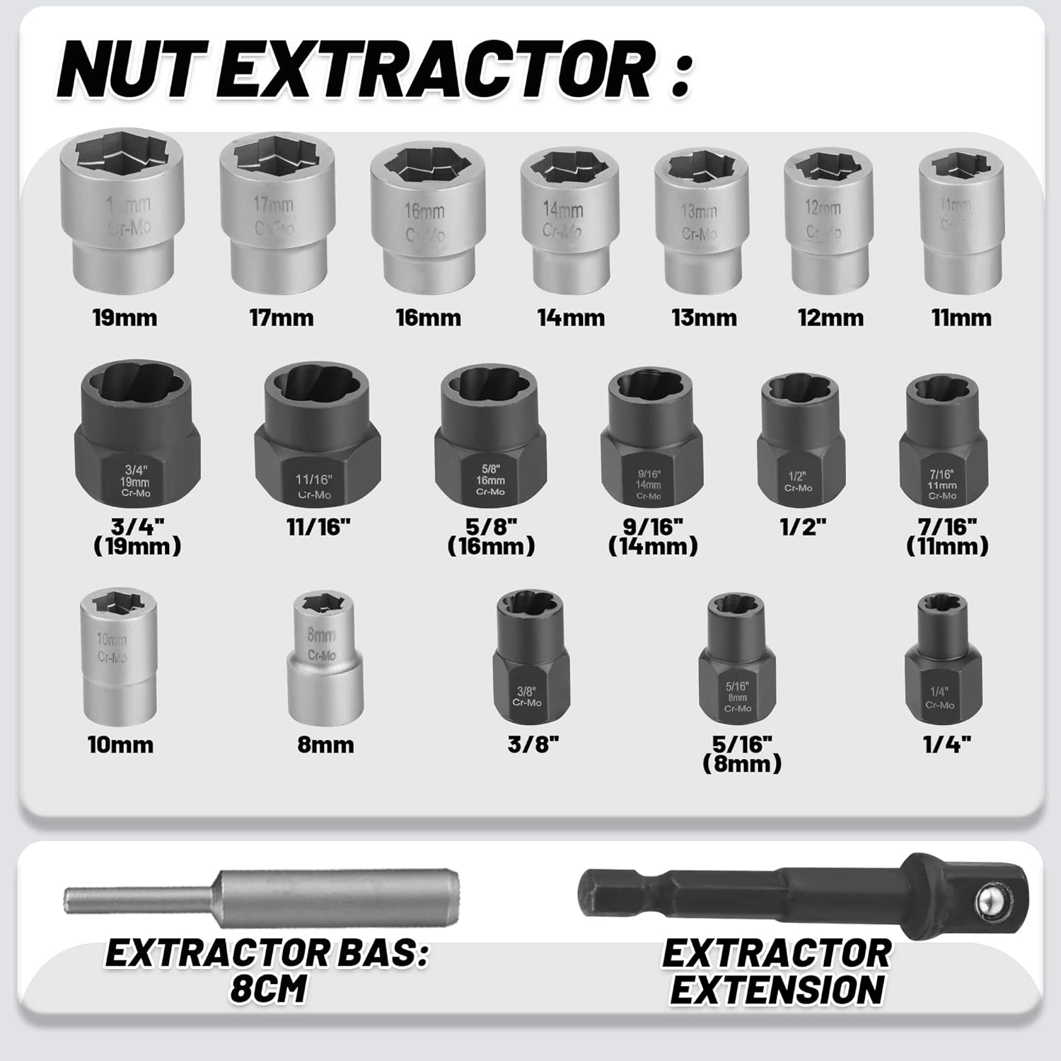 Juego De 5 Extractores De Pernos Profundos En Espiral, Juego De 5 Extractores De Pernos Profundos En Espiral Juego De Extractor De Tuercas De Oreja Extractor De Tuercas De Llanta Para Pernos