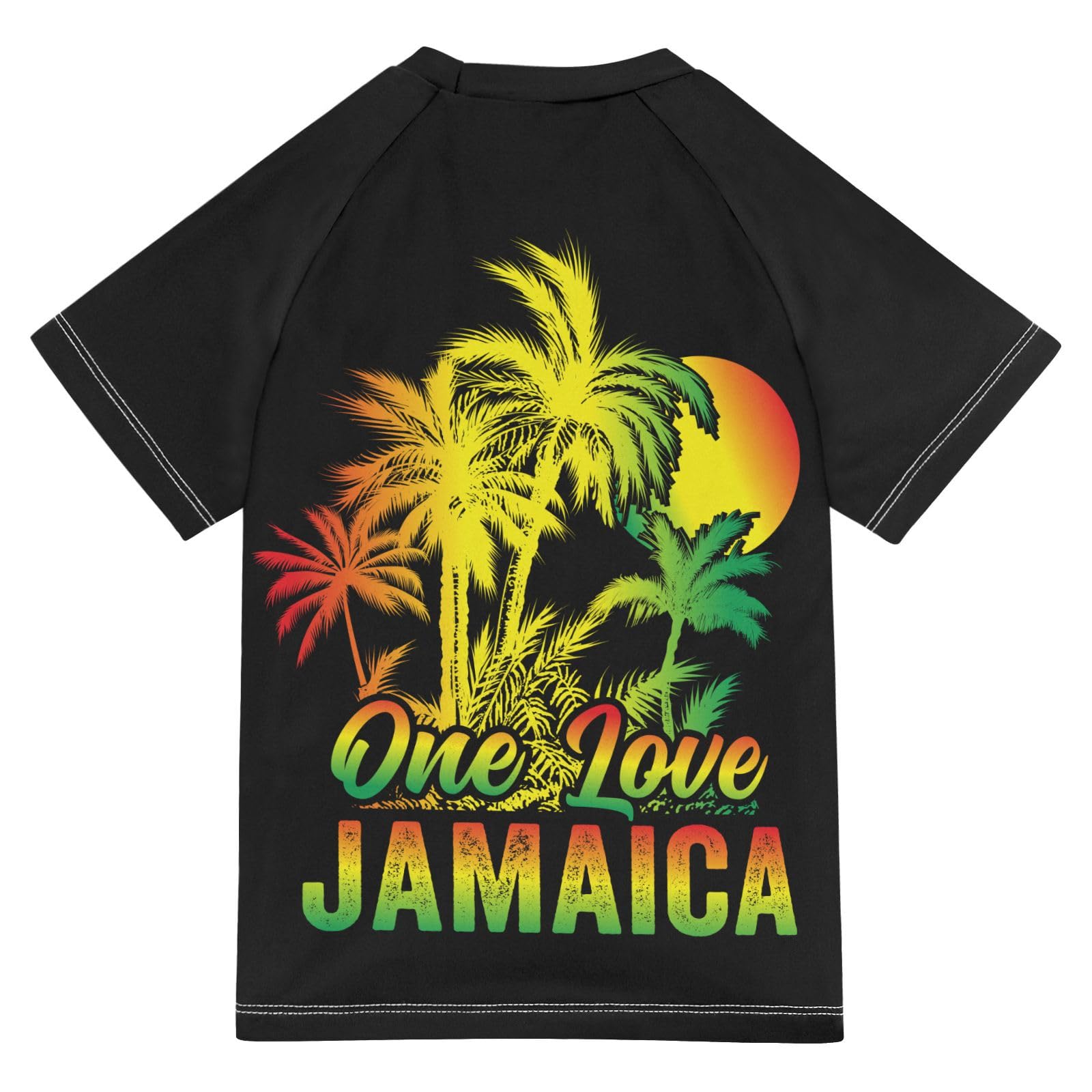 Aflyko Patriot Boys' Swim Shirt Jamaica One Love Coconut Palm Rash Guard Beachwear Sun Protection Fishing Hiking Camping Surfing Swimming Toddler Infant Summer Daily T-Shirt, 4T