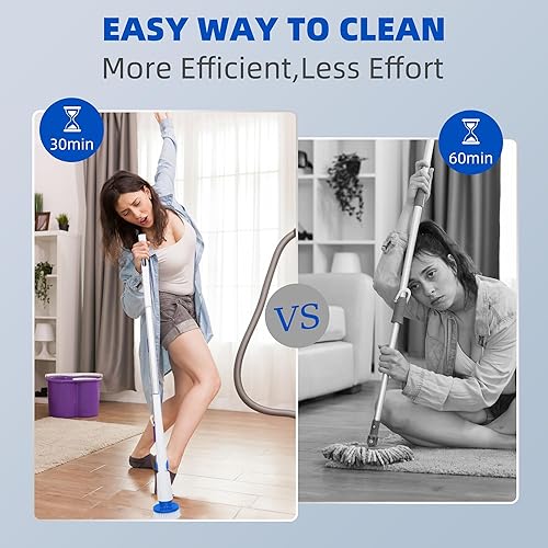 Miniatura 2 de Limpiador eléctrico giratorio, cepillo de limpieza inalámbrico, limpiador de ducha con 8 cabezales de cepillo reemplazables, cepillo de limpieza