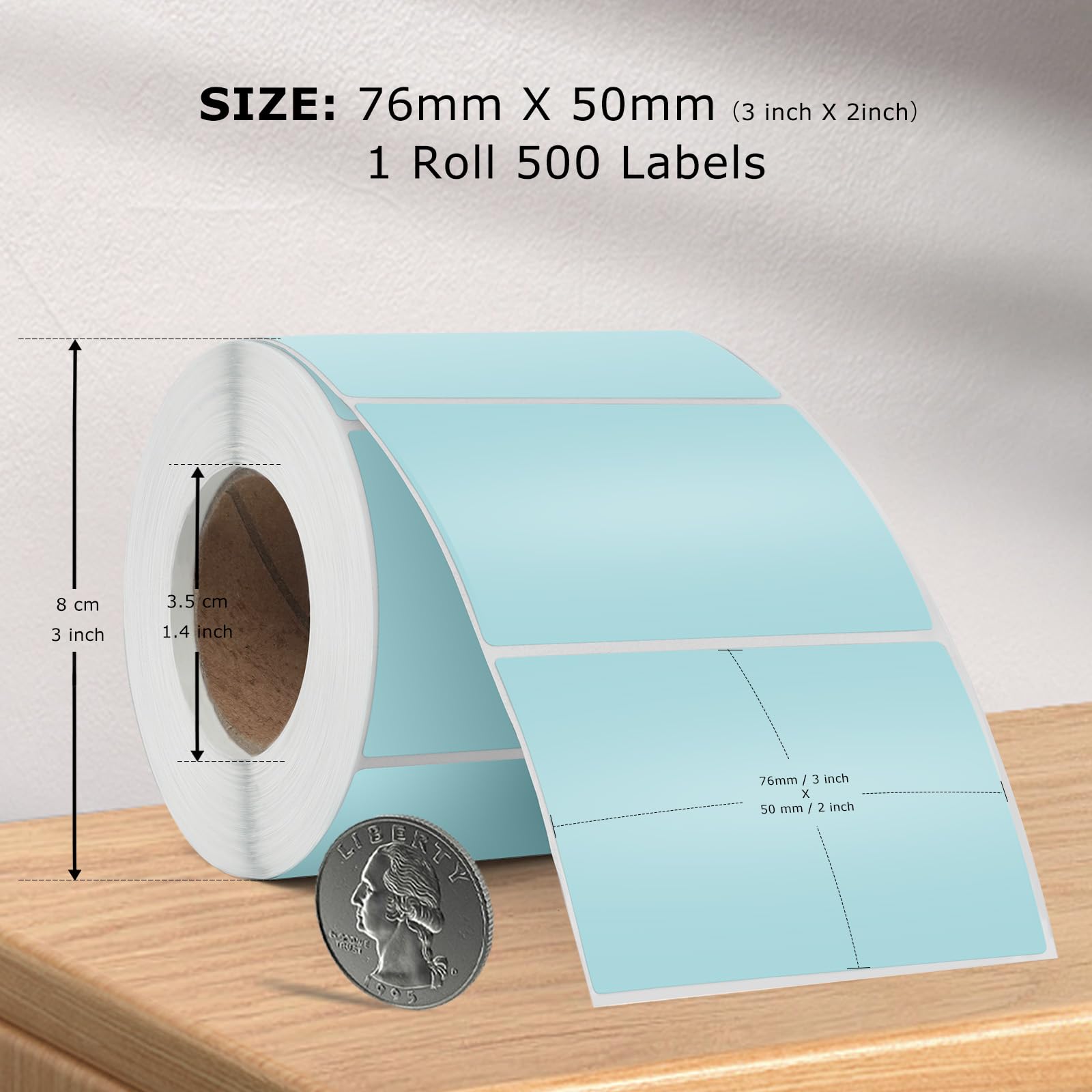 Etichette Termiche Blu 76 x 50 mm Rotolo Vinile Adesivi Termici Autoadesivi Impermeabili Etichette per Stampante Rettangolari per Ufficio Design Codice a Barre Spedizione 500 Pezzi