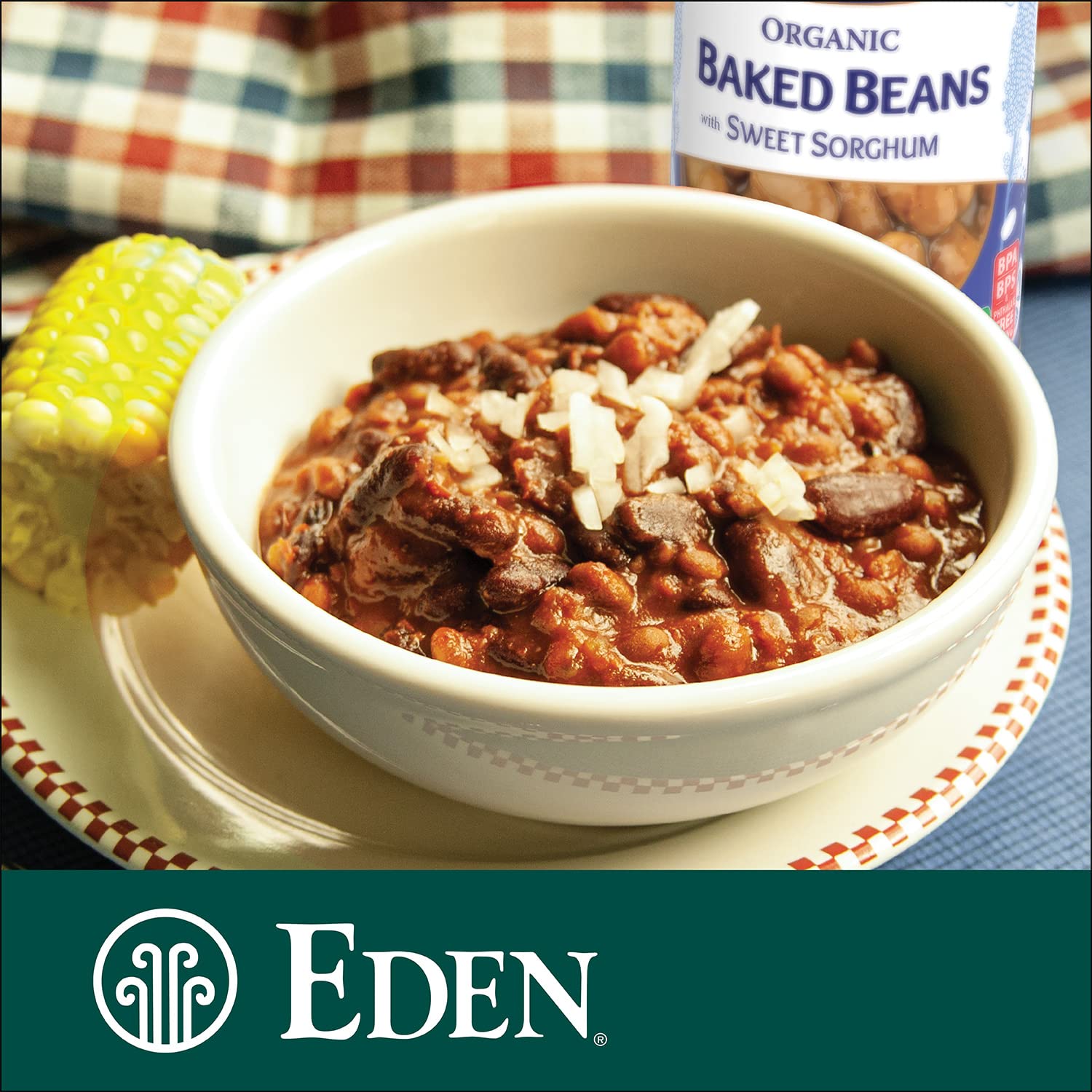 Eden Organic Baked Beans with Sorghum, Mustard, and Spices, Navy, 15 oz (12-Pack)