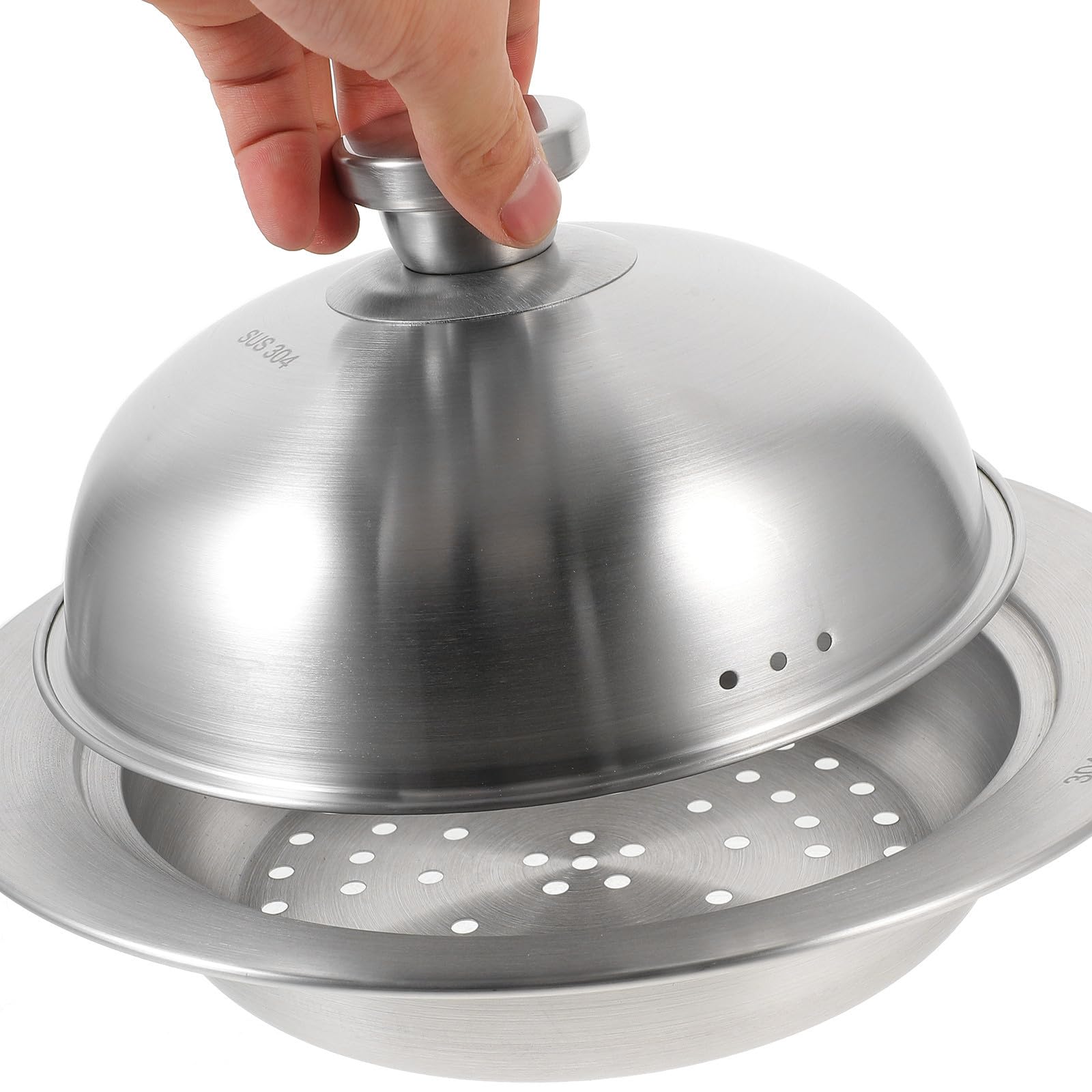 PRETYZOOM Vaporera Resistente a Roturas de Acero Inoxidable con Tapa Multifuncional Diseño Práctico y Ligero Adecuado para Cocinar al Vapor Hogar