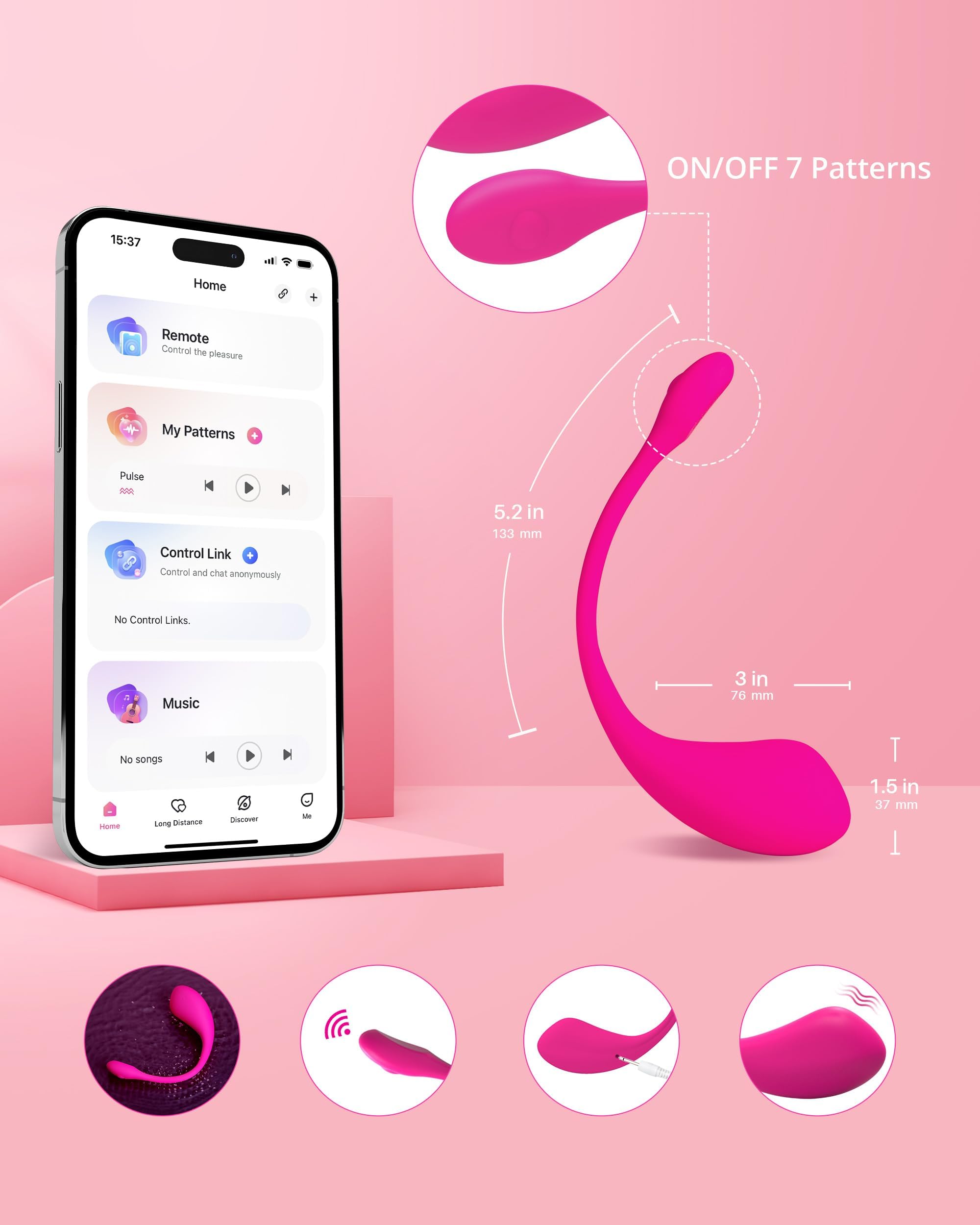 LOVENSE Lush 2 App Remote Controlled Vibrator, G Spot Couples Vibrator Bluetooth Adult Sex Toys & Games Vibrating Egg Powerful Vibrations for Women Couples Discreet Pleasure, Waterproof