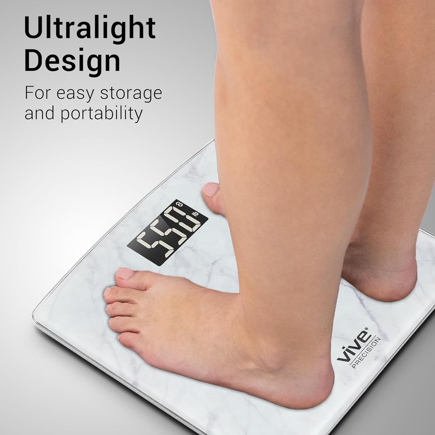 Vive Smart Body Weight Scale (550lbs Capacity) - Heavy Duty Bariatric Digital Scale for BMI - Plus Size, Large Display - Bathroom Device for Health Extra Wide Base & Smartphone Connectivity