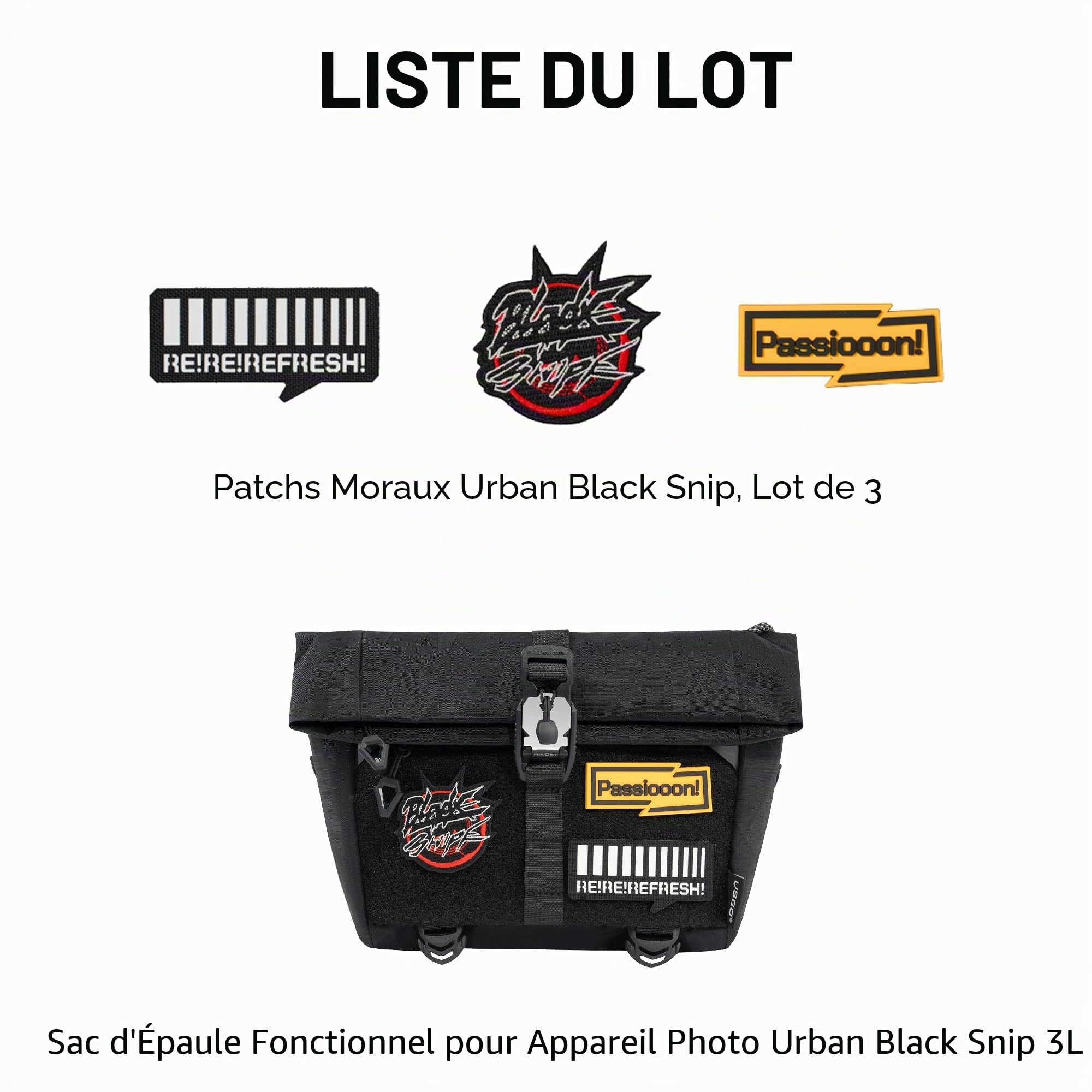 VSGO Sac à bandoulière pour appareil photo 3L pour homme, sac à bandoulière Techwear étanche avec points modulaires et poche cachée