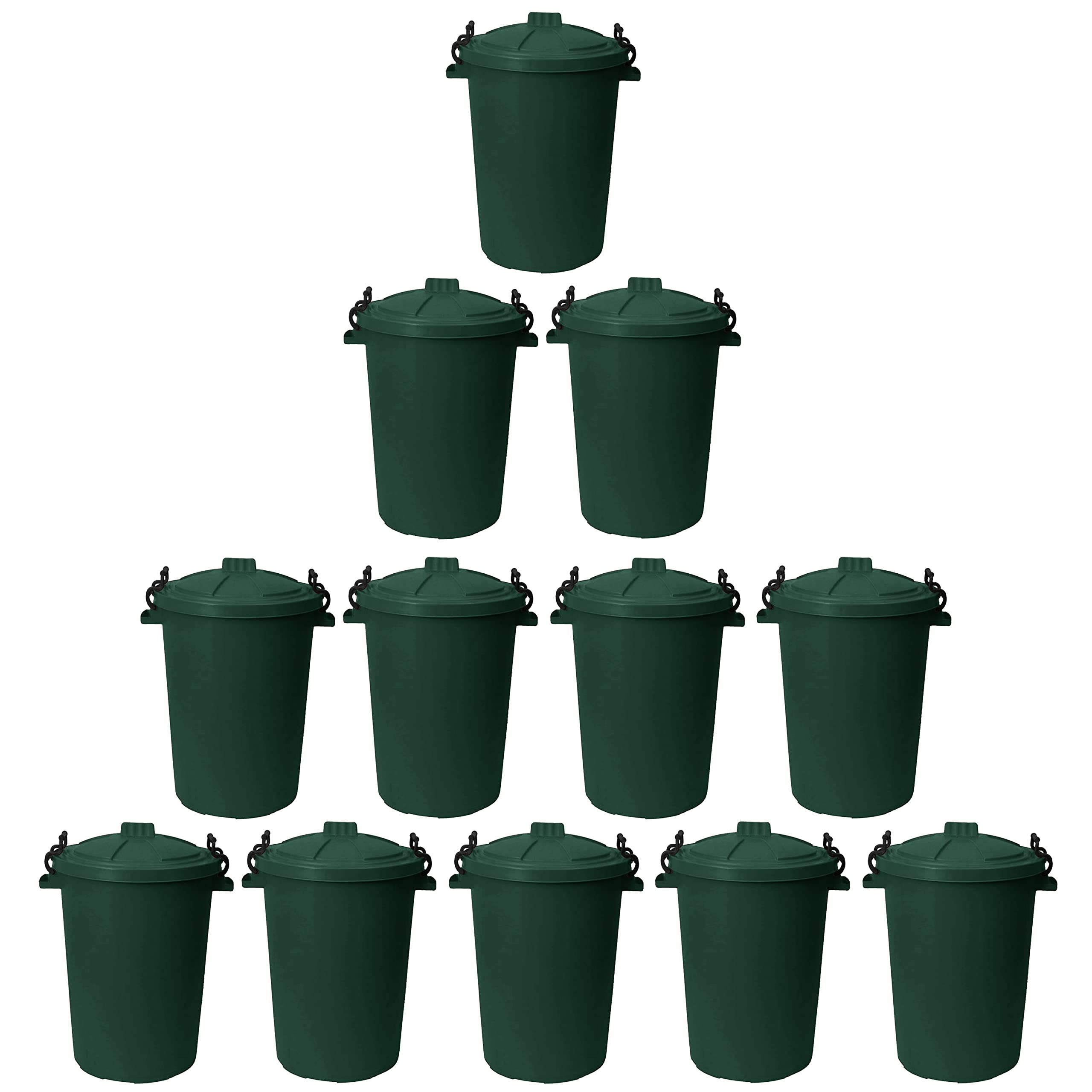 JMS we create smile DARK GREEN 50l Bin 50L Extra Large Heavy Duty Plastic Bin Dustbin Storage Unit with Locking Lid for Home Garden Rubbish Waste Animal Feed (12)