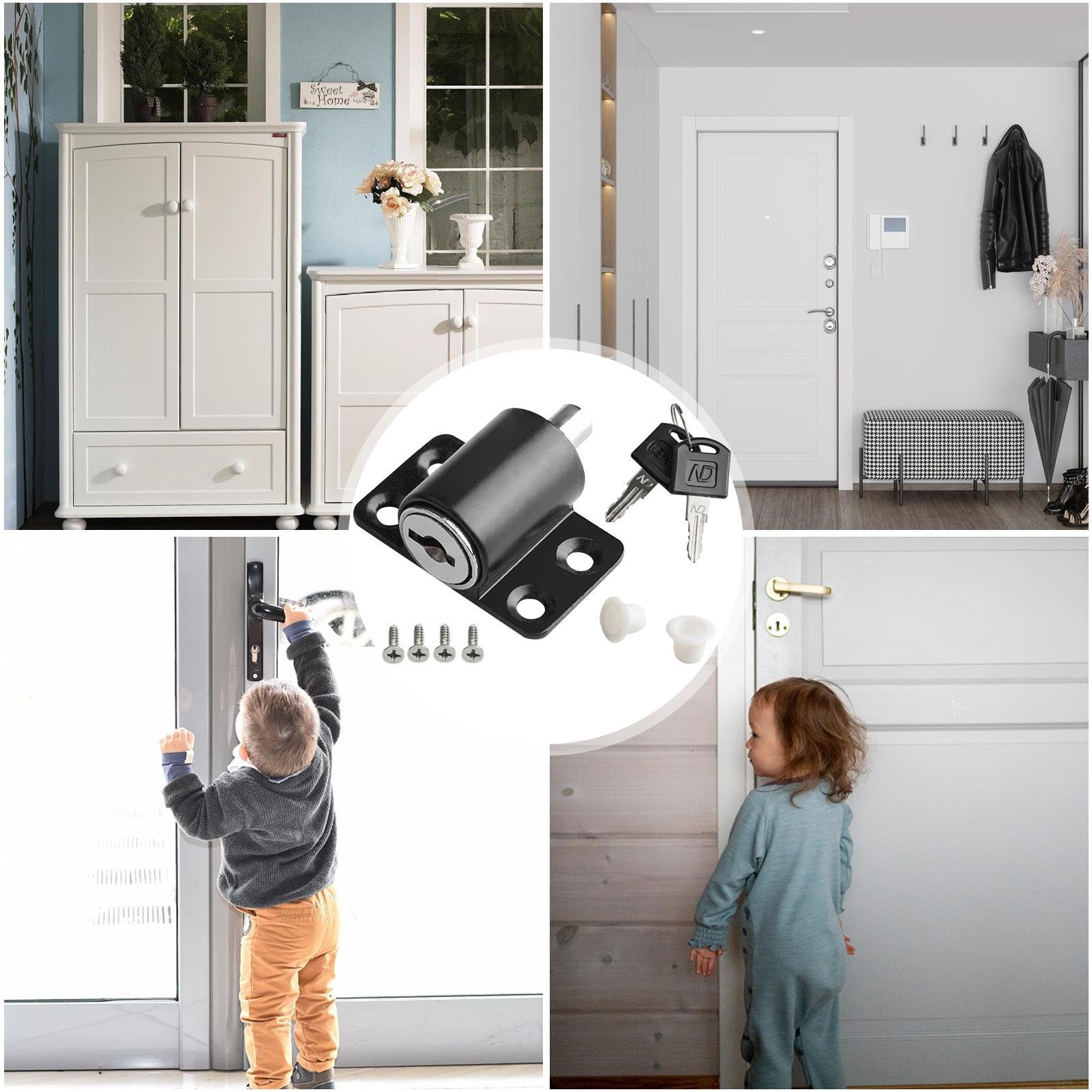 Cerradura de seguridad para ventana, Cerradura para puerta de ventana, de seguridad a prueba de niños para puerta corredera, Topes de ventanas para el hogar, cerraduras de puertas corrediz con llave — view 8