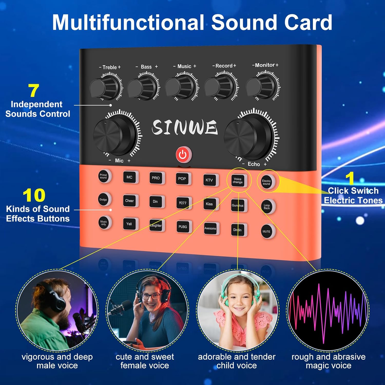 Multifunctional Sound Card with controls and effects