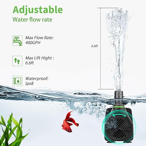 Miniatura 2 de FREESEA Bomba sumergible de 95 GPH 4 W ultra silenciosa para acuarios pecera estanque fuente de agua