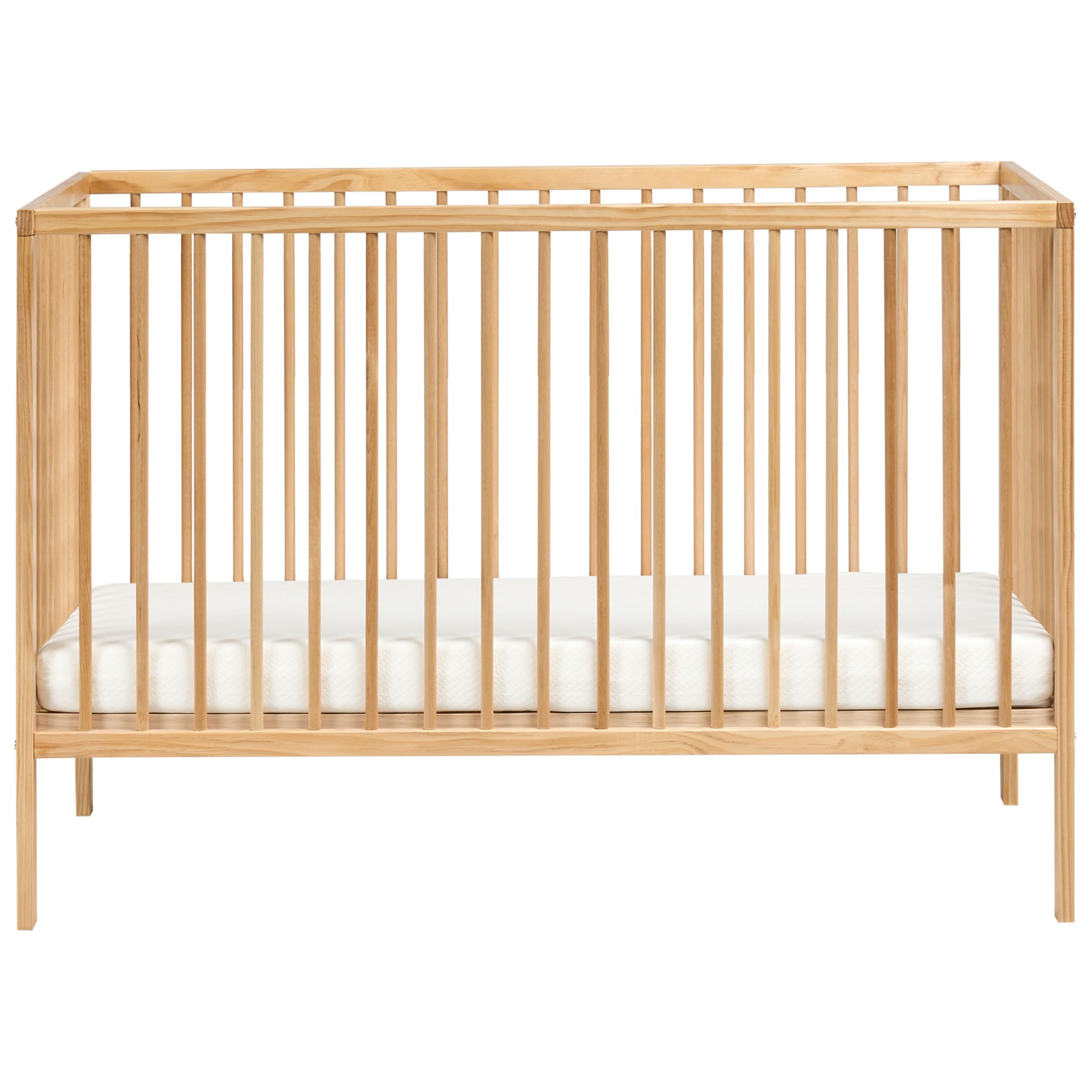 Minimalistyczne łóżeczko dziecięce regulowana wysokość 60 x 120 cm drewno sosnowe ze szczebelkami jasnobrązowe Belenger