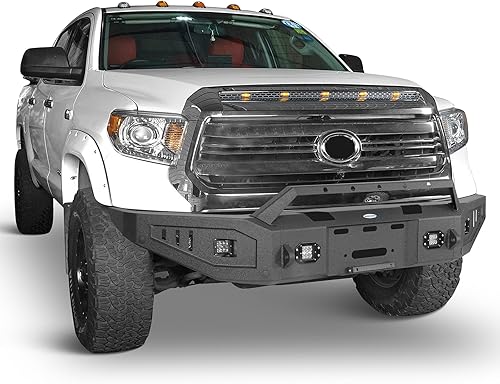 Miniatura 3 de Hooke Road Tundra parachoques delantero de acero todoterreno con placa de cabrestante y luces LED para camionetas Toyota Tundra 2014 2015 2016 2017