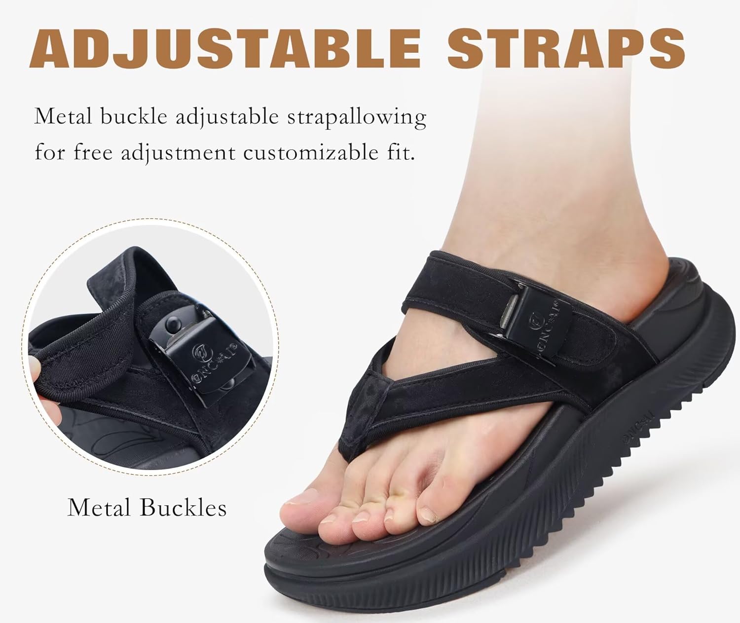 ONCAI Women’s Orthopedic Platform Flip Flops with Arch Support Summer Beach Dressy Trendy Walking Sandals and Thick Outdoor Rubber Soles