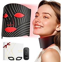 Red Light Therapy for Face,LED Face Mask Light Therapy with Neck Device,103 3-in-1 Light Beads,Remoter Rechargeable,Timing Function,Infrared Red Light Therapy Mask for Home Working Travel Yoga Sleep