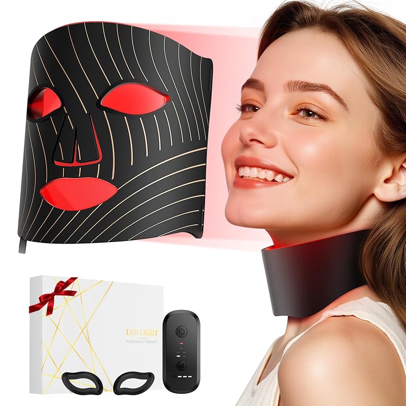 Red Light Therapy for Face,LED Face Mask Light Therapy with Neck Device