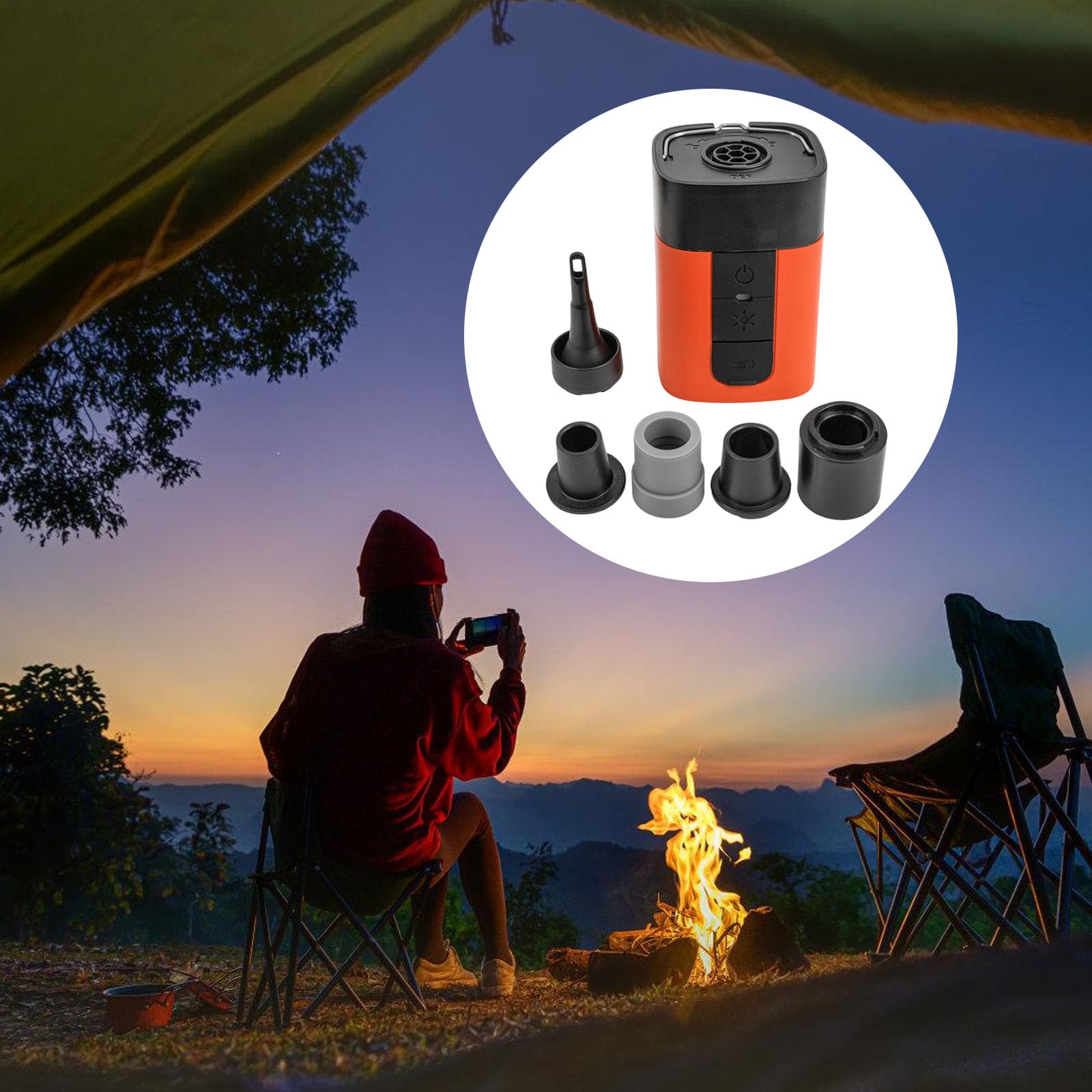 Pompe à air grande batterie avec adaptateur construction adaptée pour le camping, la piscine, les matelas gonflables, pompes rechargeables pour gonflables