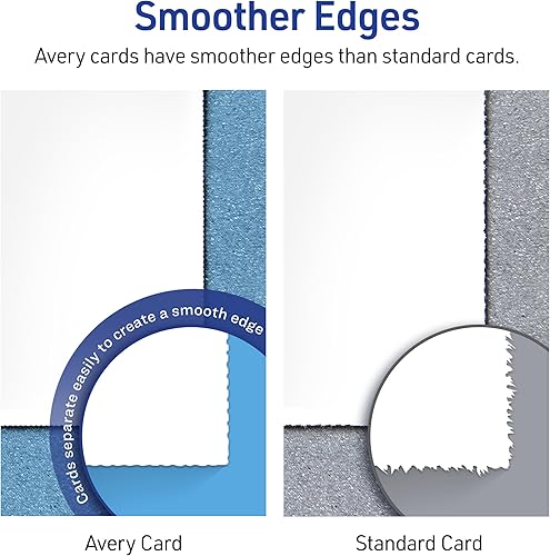Vista 6 de Avery Tarjetas de Mesa Imprimibles, 3.5" x 11" pulgadas, Blancas con Borde en Relieve, 50 Tarjetas de Lugar en Blanco para Impresoras Láser