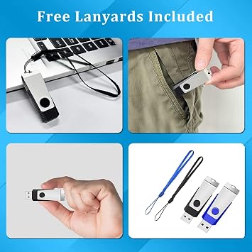 2GB Flash Drive 2 Pack, Wooolken USB 2.0 Thumb Drives Memory Stick | USB Stick Swivel Design with LED Light and Lanyards for Data Storage Backup