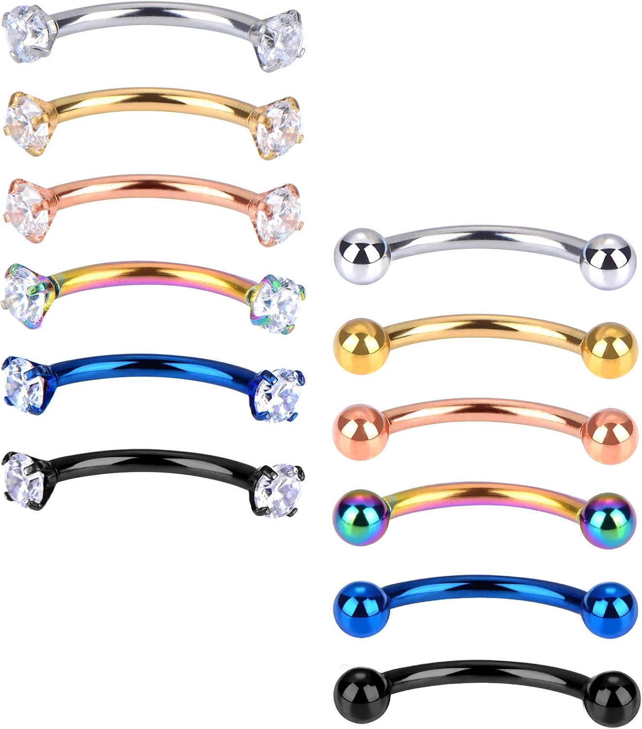 Amazon.com: Mudder 12 Pieces 16 Gauge Stainless Steel Belly Lip Ring ...