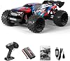Remote Control Cars 1/16 36KMH RC Crawler 4WD 2.4G Full Scale LED Light High Speed All Terrain Offroad Vehicle Pickup Truck RC Climbing Car Gift Toy for Adult Rechargeable Red 3 Battery