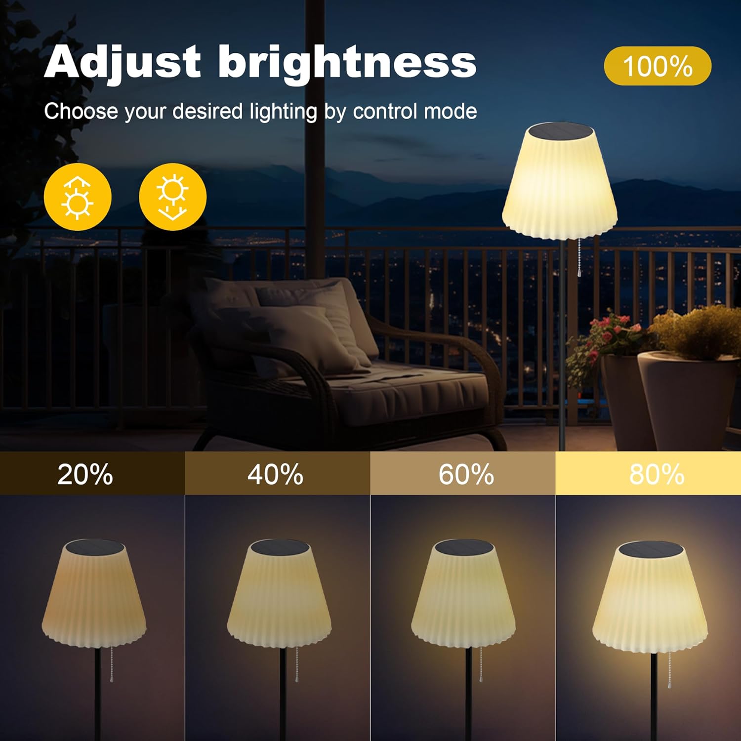 LED Outdoor Floor lamp, Solar Powered Lamp with RGB & White Light, Remote Control, Detachable Design for Desk Use, USB Rechargeable, IP65