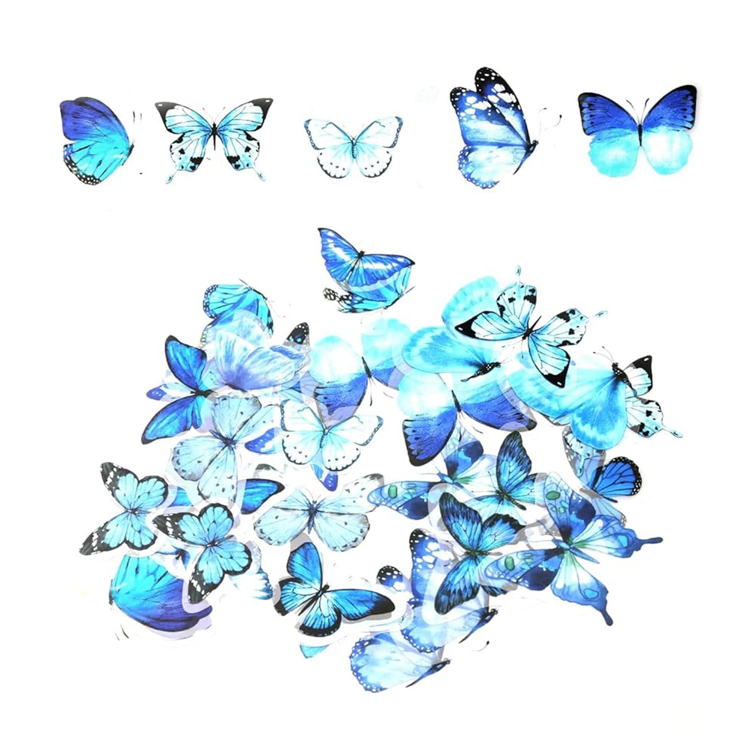 Gaomumu Blue 40Pcs Shadow Butterfly Stickers, Self-Adhesive Waterproof Decorative Stickers, Office Decoration Supplies, For Laptop, Phone, Wall, Diy Crafts & Scrapbooking