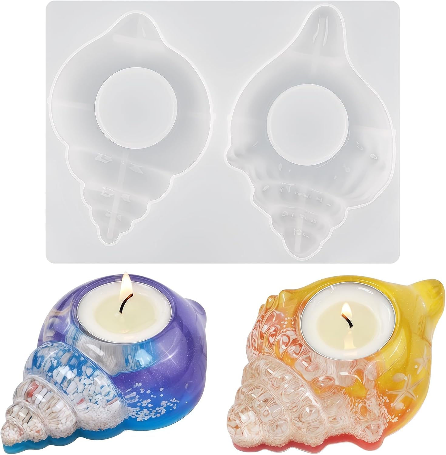 Actvty Conch Candle Holder Resin Mold, Sea Snail Tea Light Holder Silicone Molds, Epoxy Casting Molds for Making Resin Crafts Wedding Home Decor