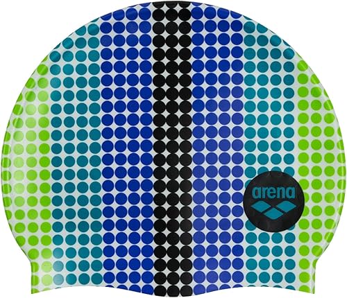 Miniatura 34 de Arena Gorra de natación clásica unisex de silicona para niñas y niños, cómoda y duradera, talla única Negro/Plateado,Verde lima