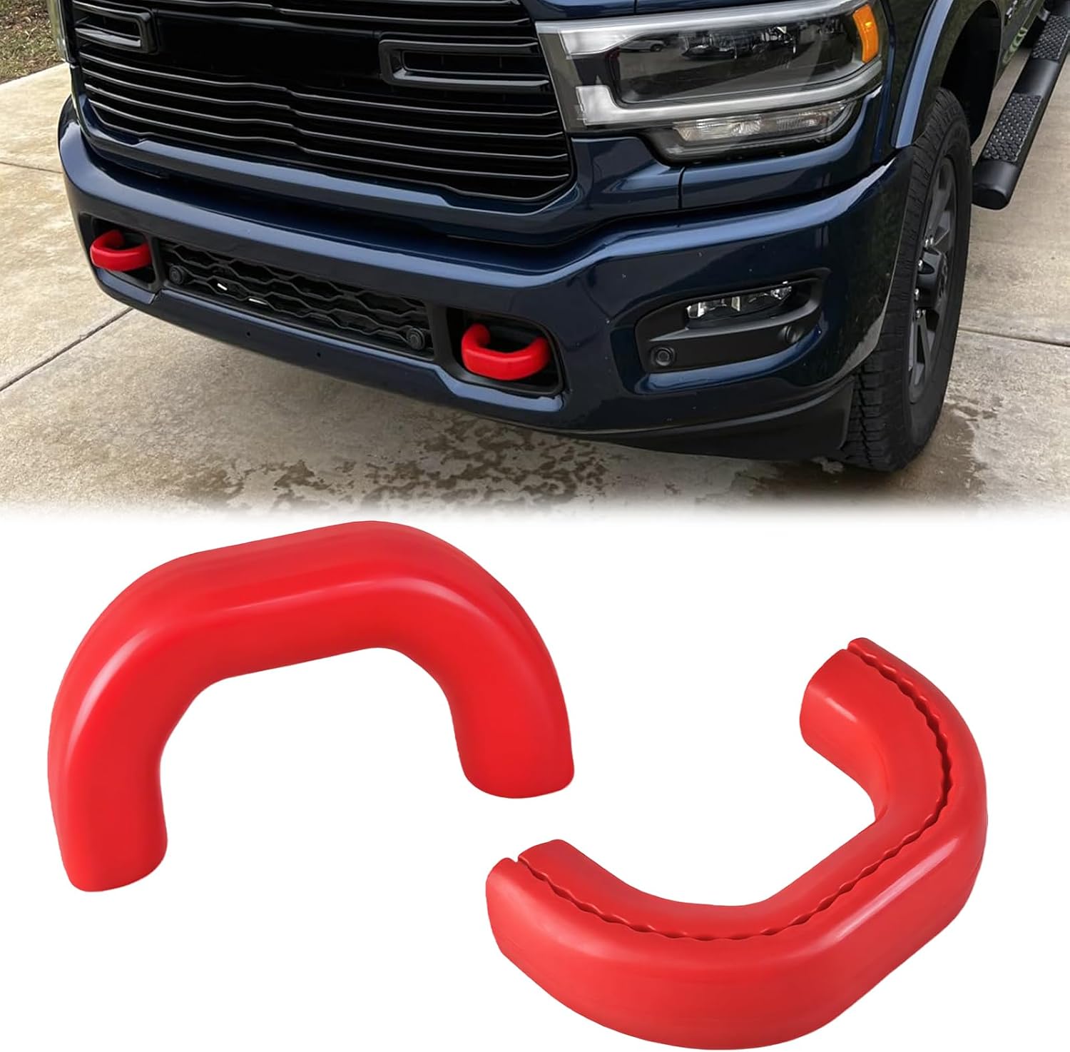 MuHize Front Tow Hooks Covers for RAM 2500/3500 2019 2020 2021 2022 2023 2024 2025 2026, Easy to Cut and Install, Red Hitch Cover Car Tow Hooks Accessories