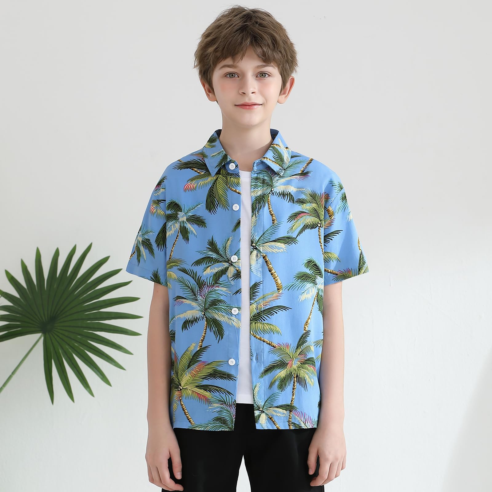 Camicie hawaiane estive a maniche corte con bottoni a maniche corte tropicali con palme floreali da spiaggia abiti da vacanza camicia