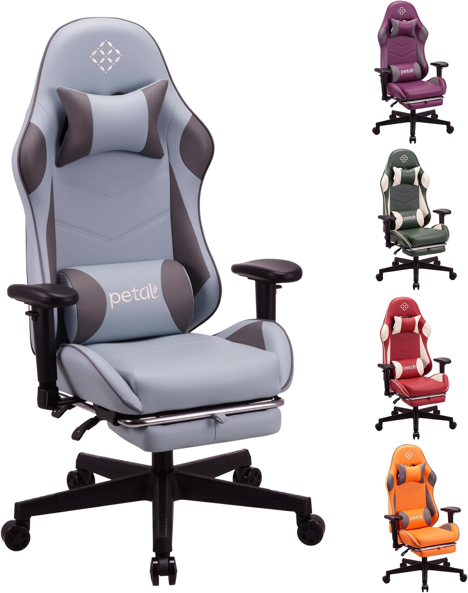 Play haha.Ergonomic reclining seat with footrest adjustable headrest and lumbar cushion high back support padded armrests PU leather finish for gaming home or office use
