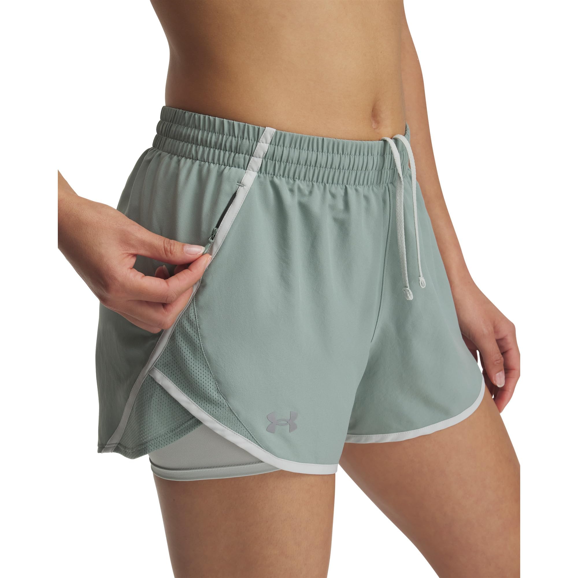 Under Armour Mujeres Fly by 2In1 Short Laufbekleidung Pantalones Cortos Green/Silica Green - Verde S