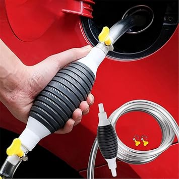 Fuel Transfer Pump Kit Tank Sucker High Flow Hand Pump Portable Manual Car Bike Fuel Transfer Pump | Liquid Pipe Siphon Tool for Petrol Diesel, Water, Oil Liquid Water Fish Tank (2 Metre)
