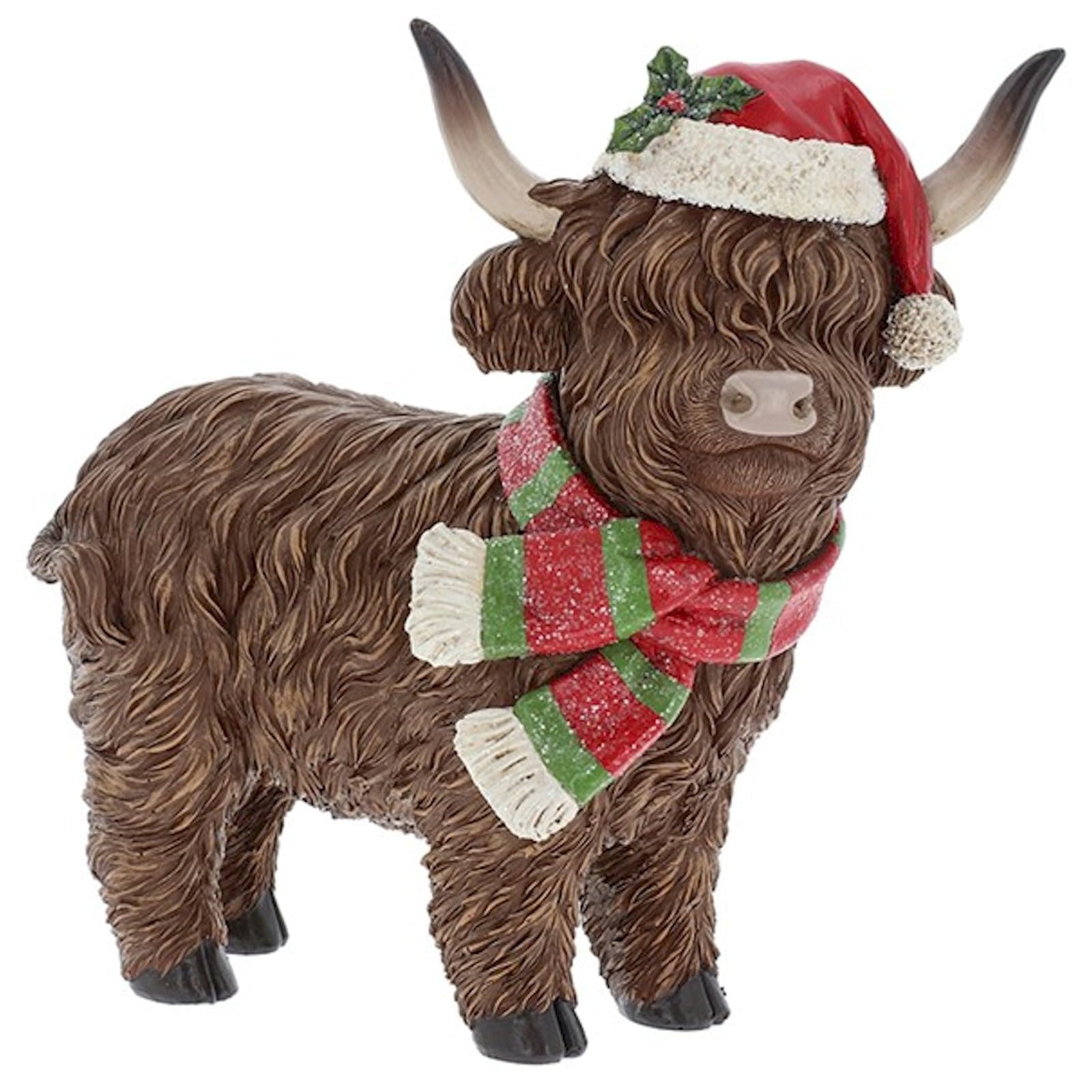 Shudehill Giftware Merry Christmas Standing Highland Cow Ornament Figurine