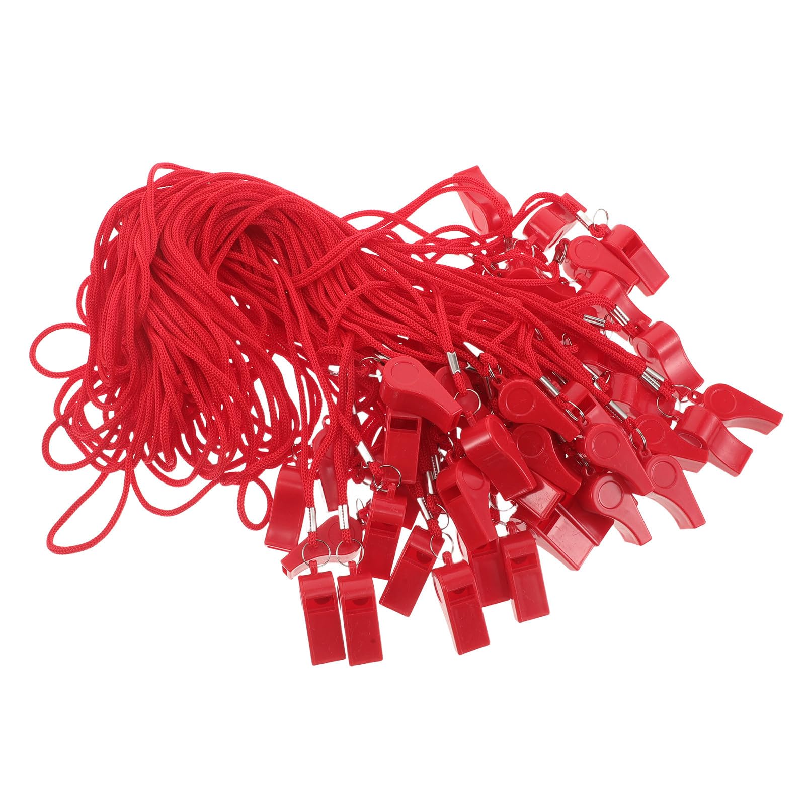 Lurrose 50 Unidades Silbato Resistente a Condiciones Climáticas Profesional con Cordón Rojo de Emergencia Señal de Alto Decibelio Adecuado para Salvamento Acuático
