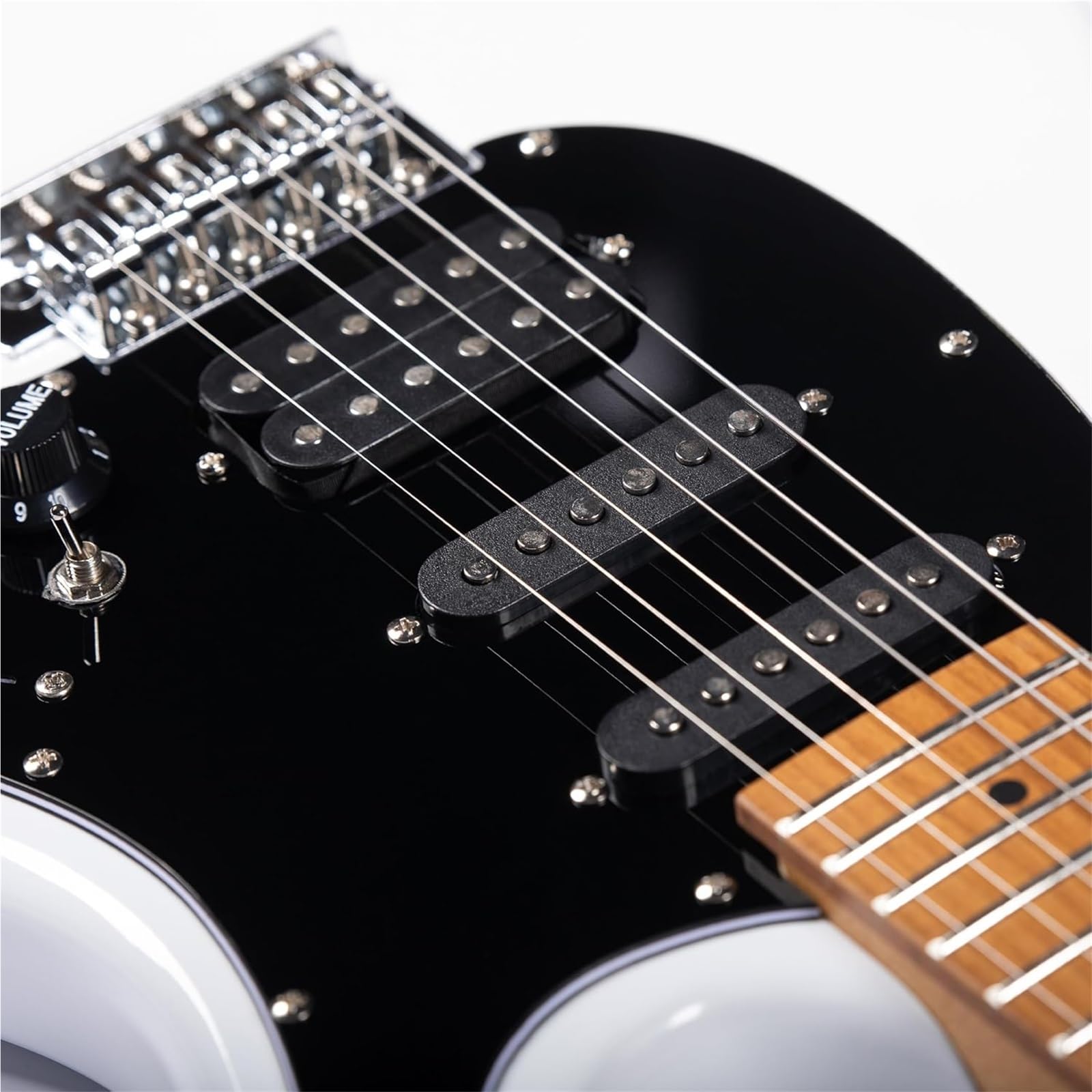 Chitarra Elettrica Strumenti Musicali Chitarra Elettrica A Corpo Solido Con Ponte Regolabile A 7 Corde Moderna Per Principianti Pickup SSH In Legno Di Acero ﻿(Ebony Black)