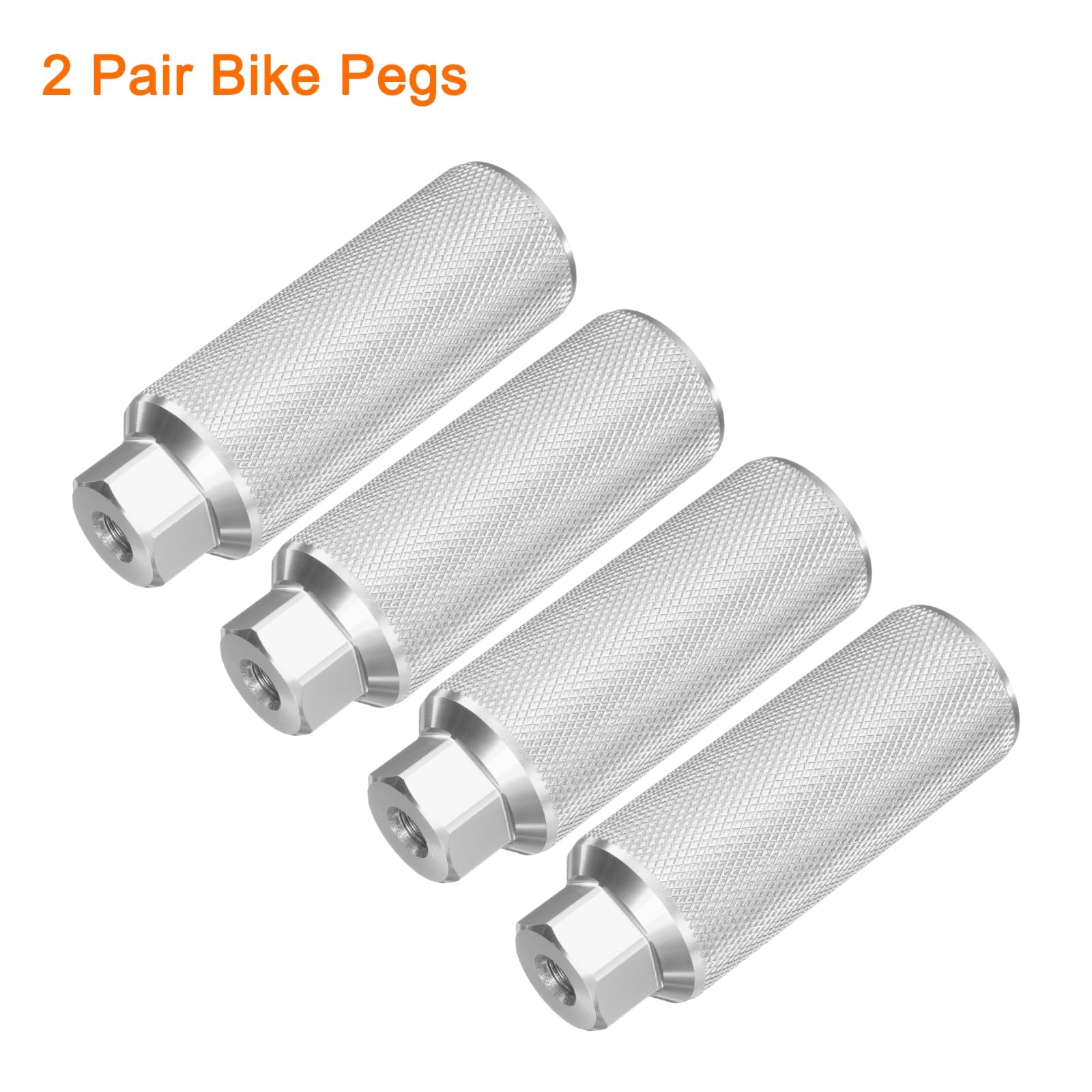 QUARKZMAN 2 pary pegów rowerowych ze stopu aluminium, tylne pegi wyczynowe, antypoślizgowe, pasują do osi 3/8 cala, do rowerów górskich, BMX, kolor srebrny